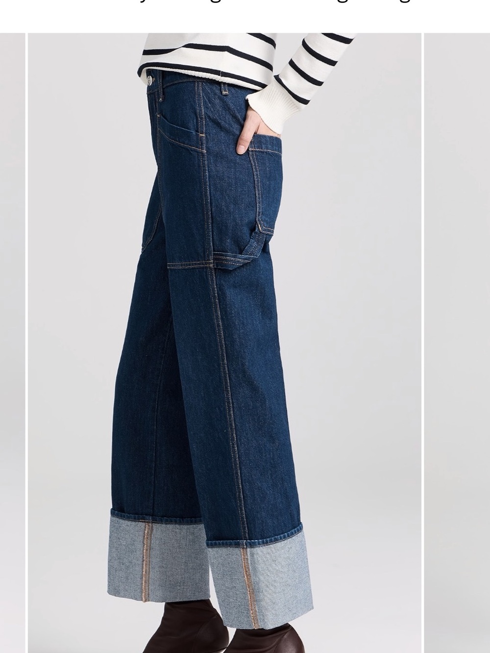 Veronica Beard Dylan High Rise Straight Leg Jean Full Length Wide Cuff hem - Picture 6 of 16